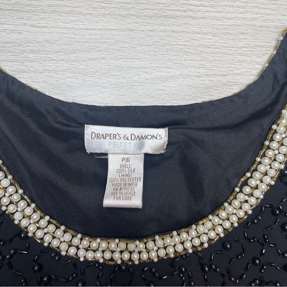 Draper’s & Damon’s Petites Black Sequins Faux Beaded Pearl Set Cardigan w/Top - Picture 12 of 16